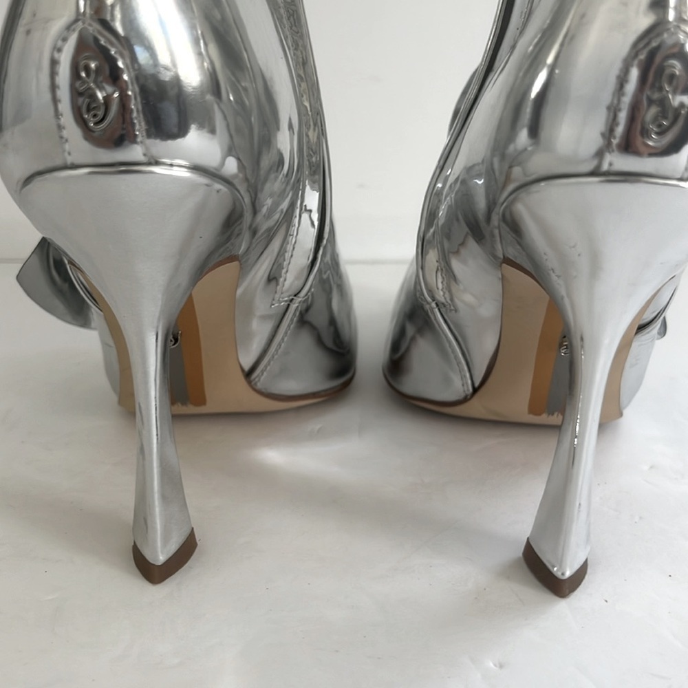 SAM EDELMAN $200 Esmae Stiletto Ankle Metallic Bootie Floral Detail Size 7.5 NEW - Picture 10 of 12